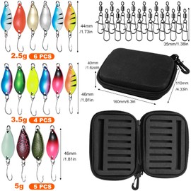Realure 16 Pcs/3 Sizes Fishing Trout Spinners Set with Storage Box & Rolling Fishing Swivels and Clips 2.5g 3.5g 5g Fishing Spoons Lures Multicolor Metal Fishing Baits for Sea Bass Pike Fishing