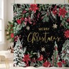 Christmas Poinsettia Shower Curtain Winter Tree 72x72 Inch