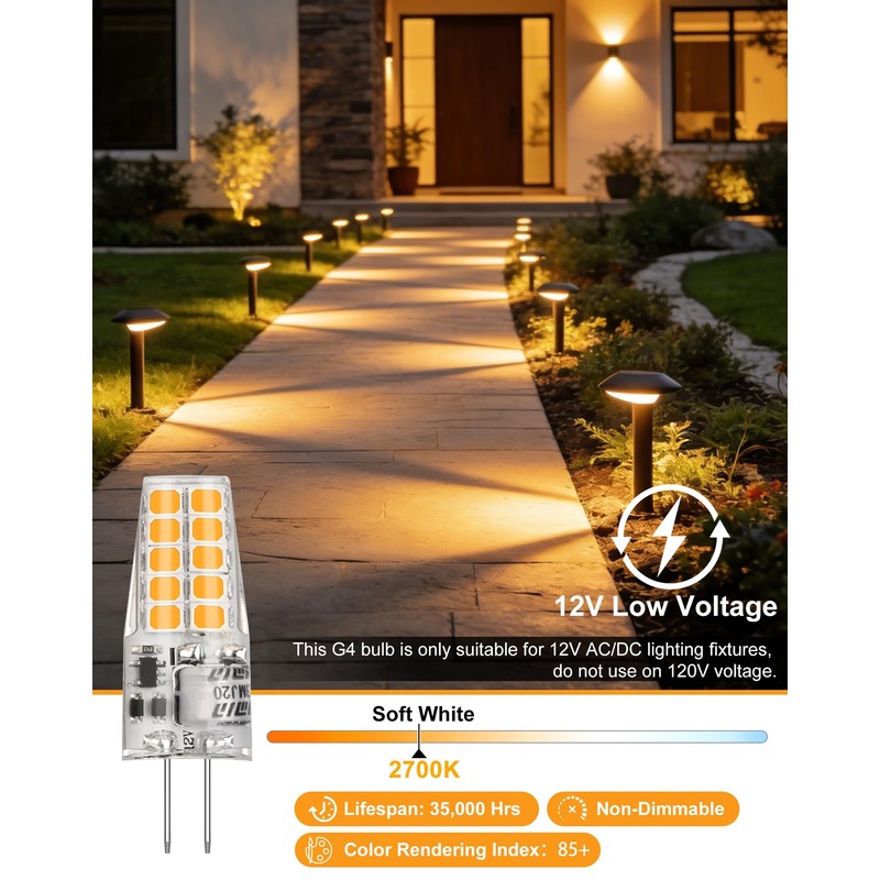 BAOMING G4 LED Bulb 12V 10 Pack 2700K Warm White
