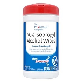 The Pharma-C Company - Toallitas de alcohol isopropílico al 70% [paquete de 6 - 40 unidades en botes] - Antiséptico de primeros auxilios en masa para 