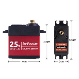 SUNFOUNDER 25kg Servo High Torque Servo Motor, DS-S020 Metal Gear Digital Servo, Metal Case, Control Angle 180° for RC Robot Cars Crawler Robot