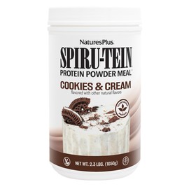 Natures Plus SPIRU-TEIN Shake - Cookies & Cream - 2.3 lbs, Spirulina Protein Powder - Plant Based Meal Replacement, Vitamins & Minerals for Energy - Vegetarian - 30 Servings