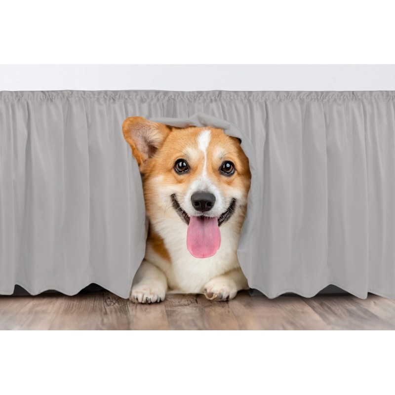 Wrap Around Dust Ruffle Bed Skirt - Light Grey -