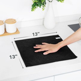 WEAWE Microfiber Cleaning Cloth - Black 12-Pack 13"x13" Reusable Ultra Soft & Super Absorbent, Lint-Free Micro Fiber Washable Towels Non-Scratch Streak-Free for Housekeeping Kitchen Car Multipurpose