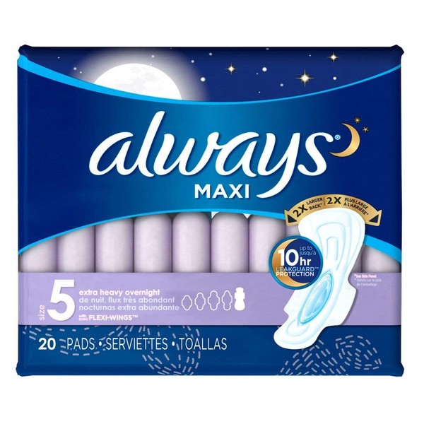 Always Pads Maxi Size 5-20 Count X-Tra Heavy Overnight (3 Pack)