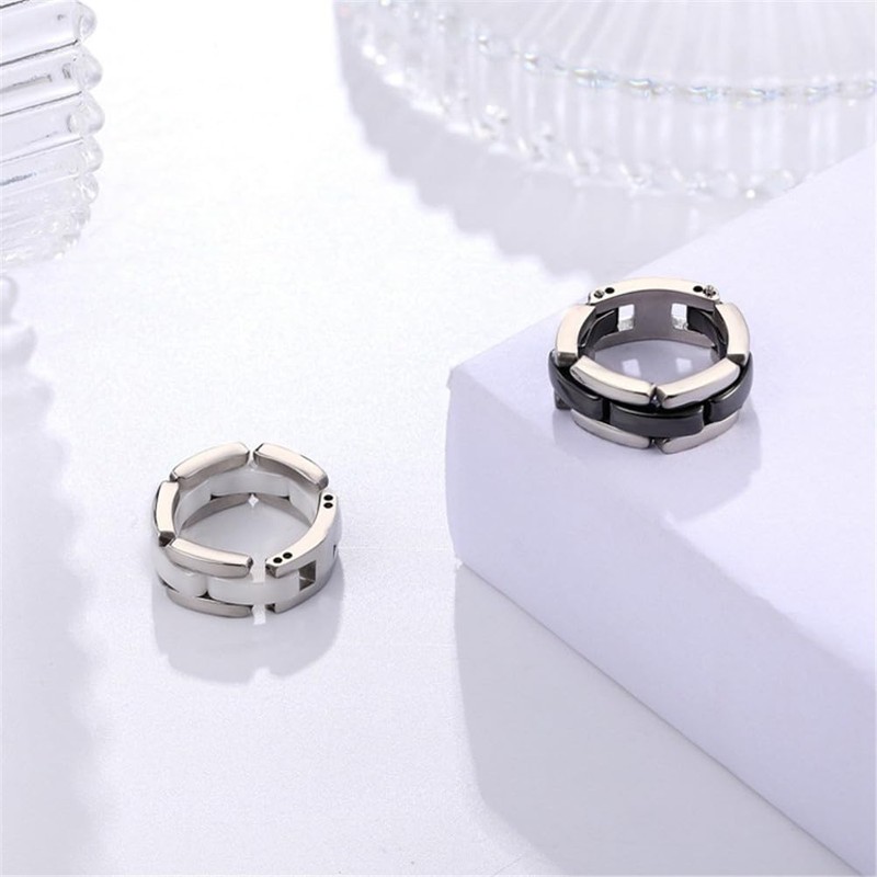 PAURO Women's Ceramic 7 mm Minimalist Highly Polished Wedding Band