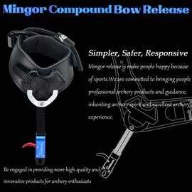 MINGOR Archery Compound Bow Release Aid Trigger -Adjustable Black Wrist Strap Trigger Caliper for Right Left Hand for Adult/Youth