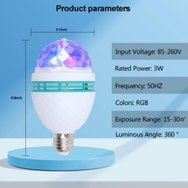 YOOLYER 4 Pack Color Rotating Bulb E26 Party LED Bulbs,Multi Crystal Stage Lights for Disco,Color Changing Strobe RGB Bulb,Suitable for Indoor and Outdoor Birthday Parties,Clubs,Bars,Photography