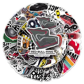 Pack of 50 Racing Competition Stickers Car Laptop Phone Guitar Skateboard Motorcycle Bicycle Racing Stickers Set Vinyl Waterproof Aesthetic Stickers for Teenagers Children Adults