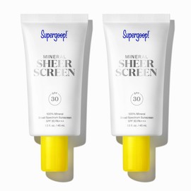 Supergoop! Mineral Sheerscreen SPF 30 PA+++, 1.5 fl oz - Pack of 2 - 100% Mineral, Broad Spectrum Face Sunscreen + Primer + Helps Filter Blue Light - Satin Finish - For All Skin Types