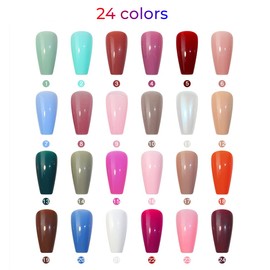 576PCS Coffin Press on Nails Medium Length 24 Solid Color Acrylic False Nails Set Short Ballerina Fake Nails Full Cover Acrylic False Nail tips for Nail Art DIY
