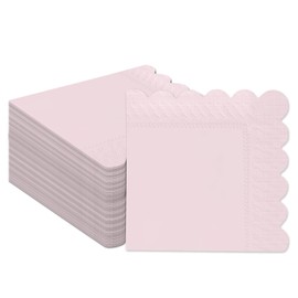 qiqee Grapefruit Pink Cocktail Dinner Napkins 5x5inch Disposable Beverage,Wedding, Birthday Party Dessert Wave Paper Napkins(120 Count)