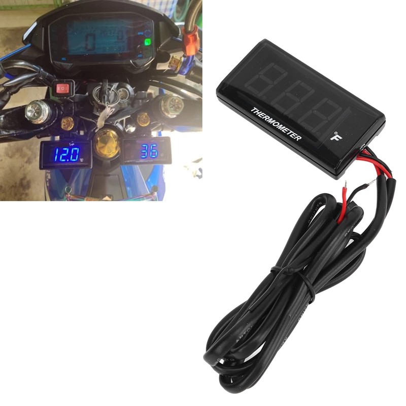 Motorcycle Water Temp Meter,DC12V Ultra Thin Digital Thermometer Instrument ABS