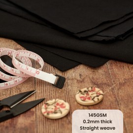 1m Plain Black Calico Fabric – Black Dyed 100% Cotton Material – 225GSM 60” Inch 150cm Wide – Great for Sewing, Curtain Linings, Quilting & Totes – Easy Fabric by The Metre by Discount Fabrics