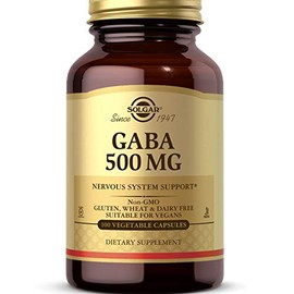 Solgar GABA 500 mg, 100 Vegetable Capsules - Relaxation & Nervous System Support - Amino Acid - Non-GMO, Vegan, Gluten Free, Dairy Free, Kosher - 100 Servings