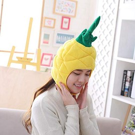 Bestmaple Animal Headwear, Cute, Fluffy, Fluffy Cap, Mask Animal, For Men and Women, Costume Mask, Photo Shoot, Party, Cosplay, Hat (Pineapple)