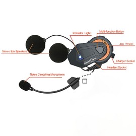 1Storm Adult Motocross Helmet BMX MX ATV Dirt Bike Helmet Racing Style HF801 + Motorcycle Bluetooth Headset: Carbon Fiber Black