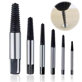 6 Piece Screw Extractor Set Professional, Left Extractor Set Screw Extractor Kit for Damaged Screws Pipes M3-M25 Loosening and Removal of Fixed or Broken Screws