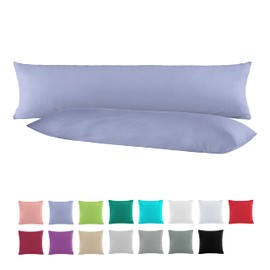 BaSaTex Double Pack Cotton Renforcé Side Sleeper Pillow Case 40 x 145 cm Pillow Cases for Pregnancy Pillow Made of 100% Cotton Cushion Covers in Jeans Blue