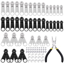 Mardatt 85Pcs Zipper Repair Kit, #3#5#8 Zipper Replacement Includes Single & Double Zipper, Top & Bottom Stoppers, Installation Pliers for Bags, Tents, Luggage, Jackets, Backpacks