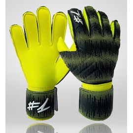 #1 HashtagOne Goalkeeper Gloves with Fingersave – German Brand Quality – Football Goalkeeper Gloves Adults + Children – All Sizes + Colours – Men's Goalkeeper Gloves (Yellow-Black, 7)