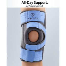 ABYON Knee Brace for Women & Men Meniscus Tear, ACL, Arthritis, Knee Support with Triple Side Stabilizers and Adjustable 360° Wraparound Strap for Maximum Knee Pain Support and Fast Recovery - Please Check How To Size Video