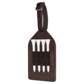 TORRO Leather Golf Tee Holder – Leather Tee Holder for Golf Bags with 4 Tee Slots, Adjustable Strap and 4 Bamboo Tees (Dark Brown)