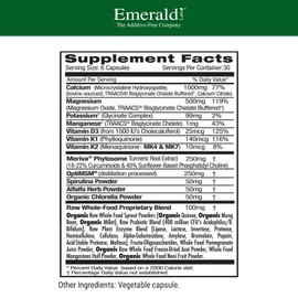 Emerald Labs Osteo Bone Health - Dietary Supplement with Vitamins K1, K2, D3, Opti MSM, and Meriva Phytosome for Strong Bones, Joint Strength, and Immune Support - 180 Vegetable Capsules