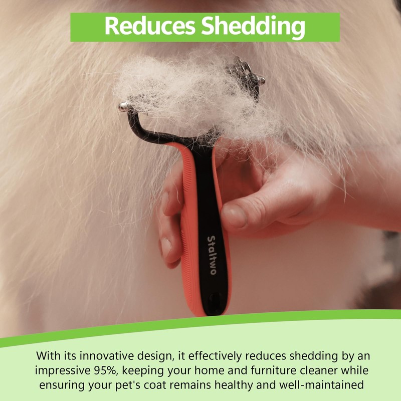 Staltwo Deshedding Dog Brush for Shedding - 2-in-1 Professional Undercoat