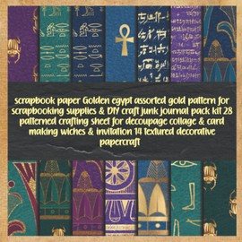 scrapbook paper Golden egypt assorted gold pattern for scrapbooking supplies & DIY craft junk journal pack kit 28 patterned crafting sheet for ... invitation 14 textured decorative papercraft