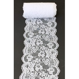 5 Yards x 5.5" Wide White Lace ( Non-Stretch) | Tulle Fabric Ribbon | Wedding Party Favors and Decoration (15 feet)