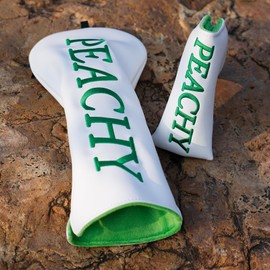 Big Teeth Golf Green Peachy Driver Headcover, Driver 460cc Golf Head Cover, White Driver Cover