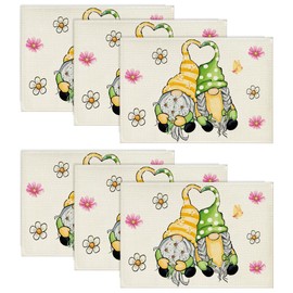 Artoid Mode GNOME Flowers Spring Place Mats Set of 6 30 x 45 cm Holiday Place Mats Washable Place Mats Kitchen Party Decoration