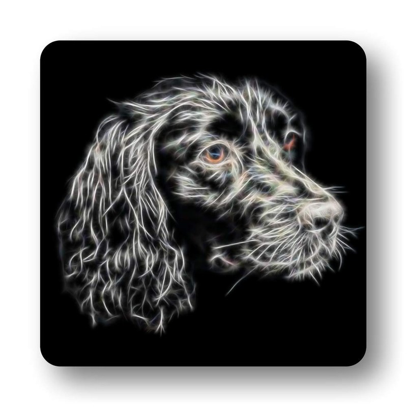 Fractal Artworks Sprocker Spaniel Coaster Set with Fractal Art Design.