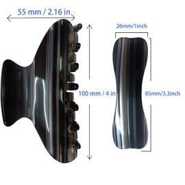 LAYONGMOLI 4” Non-fading Large Tortoiseshell Hair Claw Clips Cellulose Acetate Fiber Ponytail Clamps Hand Polished Oil-free Tight Leopard Print Barrette Hair Ornament for Women Set of 2 (Striped)