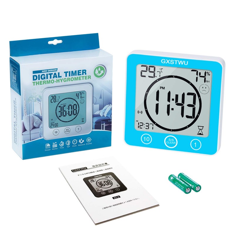 GXSTWU Digital Shower Timer Waterproof Bathroom Timer Clock, Touch Screen