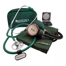 Medimetrics Kit Bauma Aneroide De Dos Mangueras Con Estetoscopio Color Verde oscuro 5881-VERDE