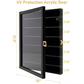 WELIDAY Military Challenge Coin Display Case with Acrylic Door-7 Rows Large Shadow Box Medal Display Case Cabinet Rack (Holds 7 Rows of Coins)