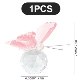 Thyonta Crystal Flying Butterfly Critter Home Decorations Desktop Small Ornaments White Crystal Butterfly Statue Birthday Gift (Pink)