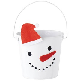HEADS XYU-BBKS Headz Tin Bucket 12x10.5cm Small White 6pcs Christmas Snowman with Handle Hat Clip