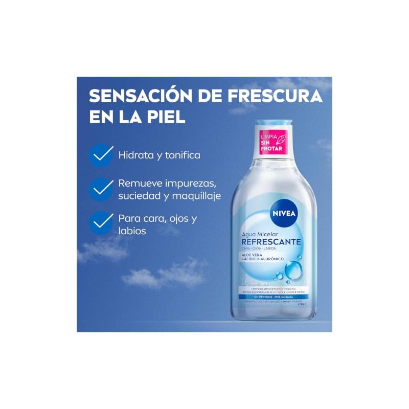 NIVEA Agua Micelar para Piel Normal(400 ml) - Fórmula Vegana
