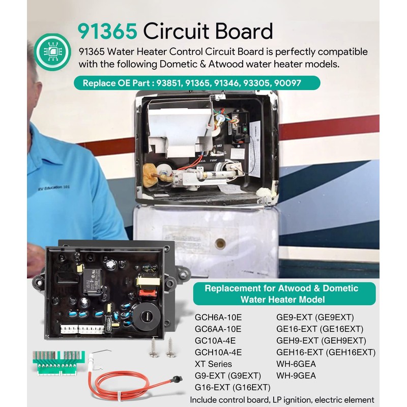 91365 Circuit Board Kit for Water Heaters - Use with