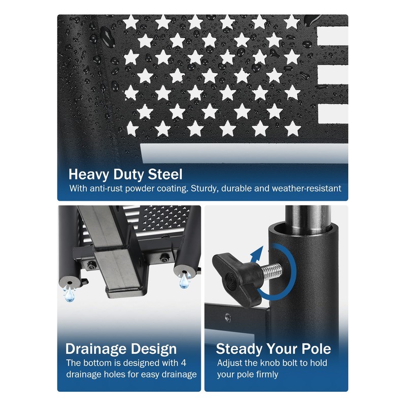JOYTUTUS Dual Hitch Flag Pole Holder for Standard 2 Inch