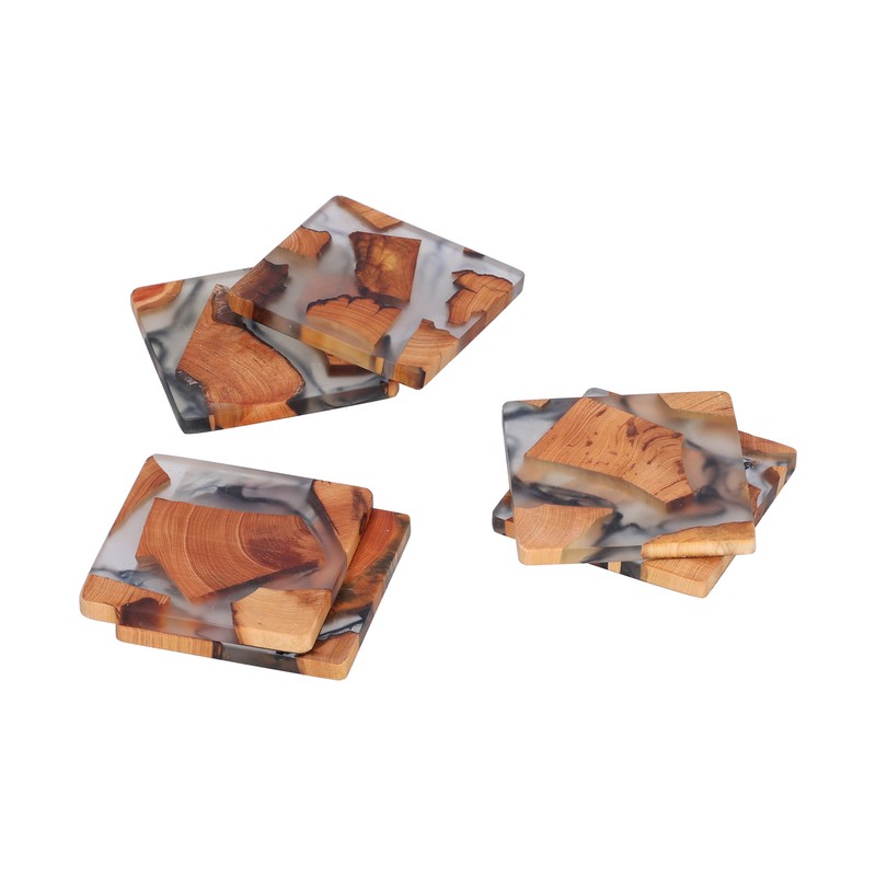 6Pcs Wood Coasters Innovative Insulation Cup Mat Pad Craft Works