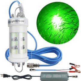 Underwater Fishing Light Super Bright 80000 Lumens 160W LED Submersible Fish Bait 110V & 12/24V with Transformer 20FT Wire Night Green Fishing Light for Boats Docks Kayaks