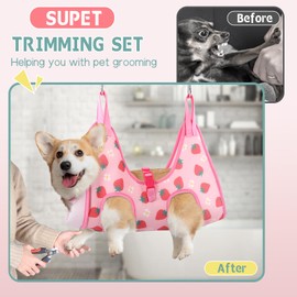 Supet Dog Grooming Hammock, New Small Sling for Nail Trimming, Back Protect Hanging Harness for Claw Care, Dog Nail Trimming Restraint with Thick Fabric