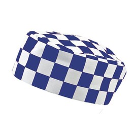 IBEX Polycotton Plain Skull Caps Professional Catering Hat for Chefs, Cooks, Bakers, Mens and Womens, Royal White Check (Pack of 5)