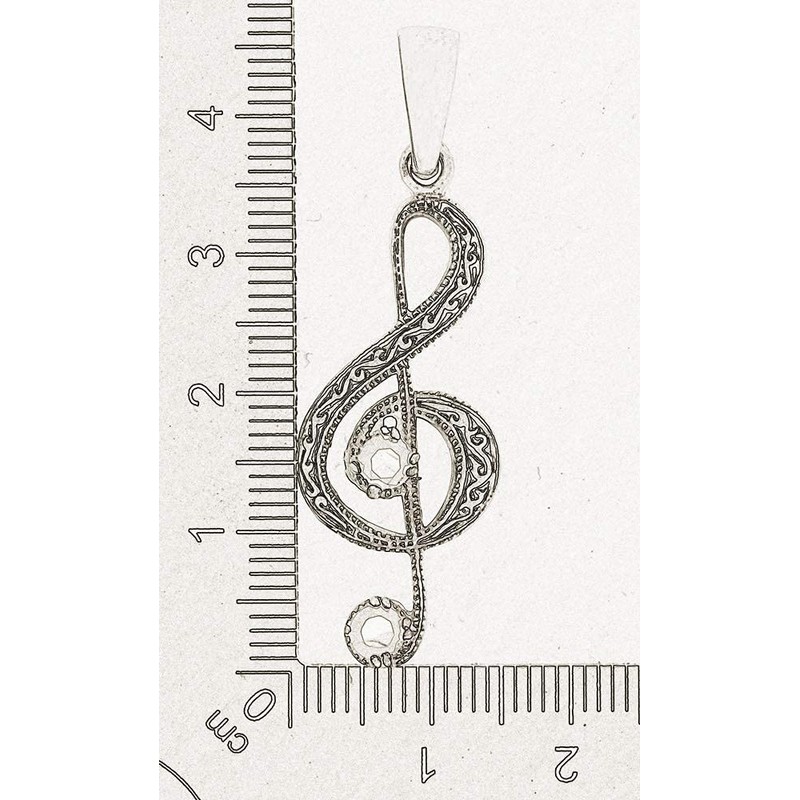 AFP AS-591 Treble Clef Pendant 925 Sterling Silver with Zirconia,