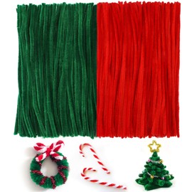 G2PLUS 200PCS Scovolini Ciniglia Rosso e Verde,Scovolini per Lavoretti