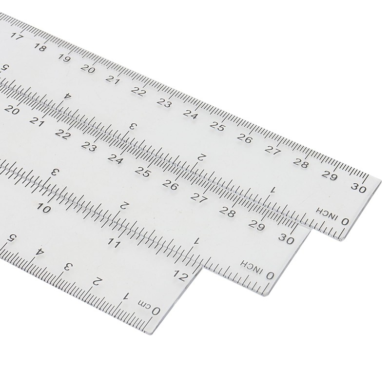 TAICHEUT 60 PCS 30cm Clear Plastic Ruler, 12 Inch Plastic
